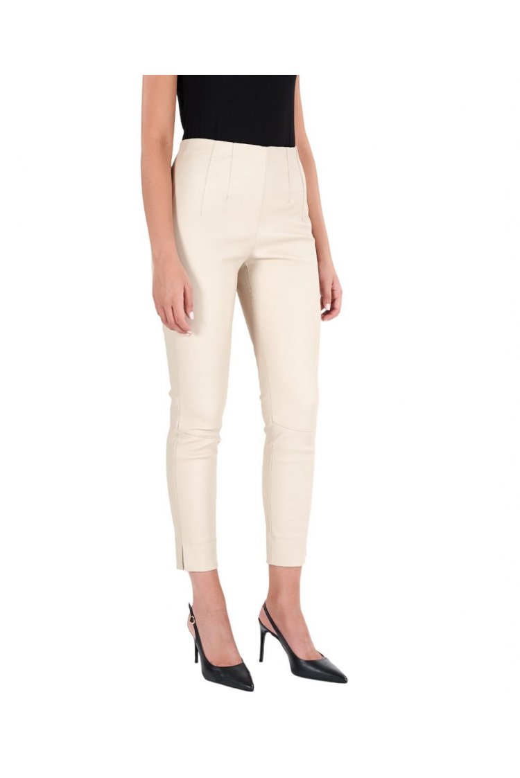 Leggings in pelle panna...