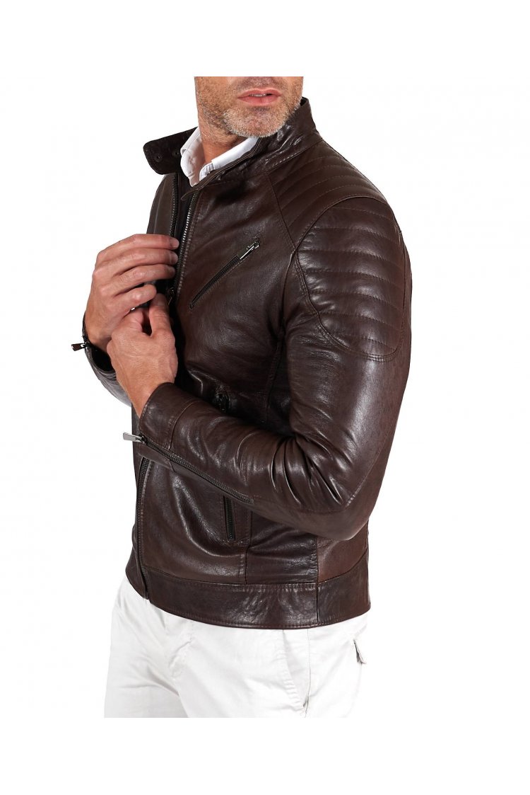 Giacca moto in pelle testa...
