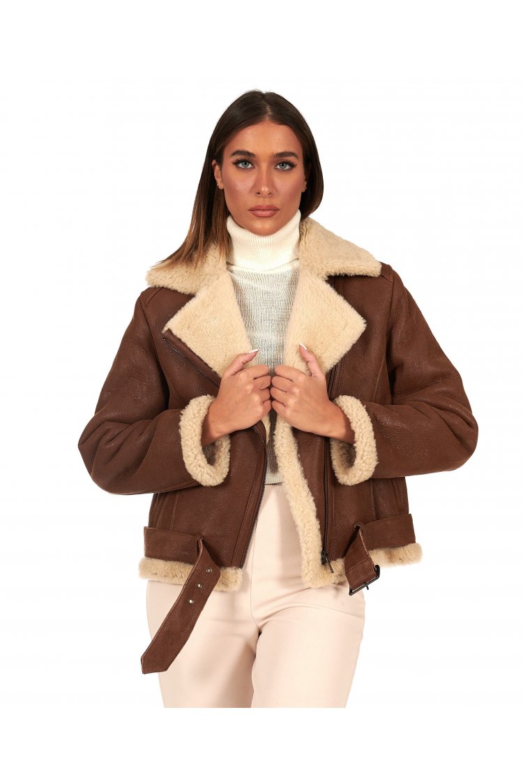 Montone shearling cuoio...
