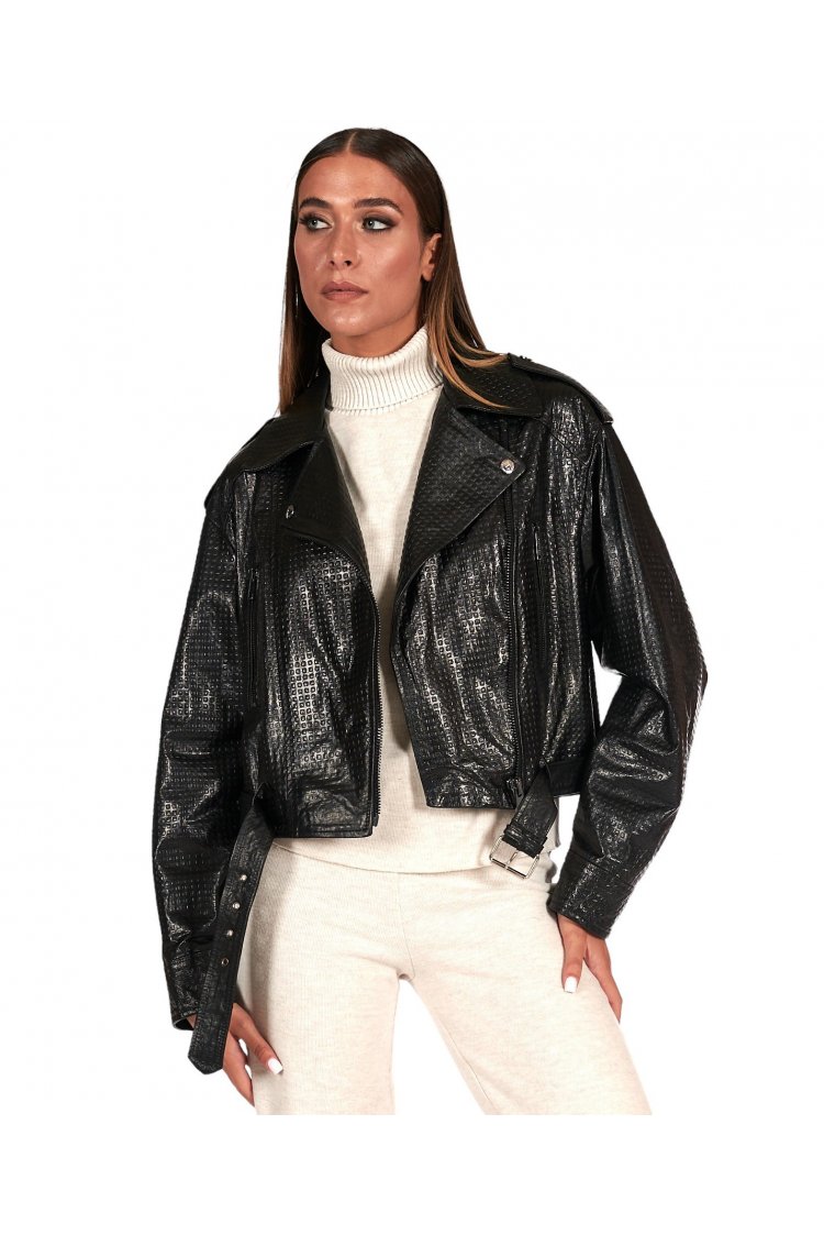 Chiodo oversize in pelle...
