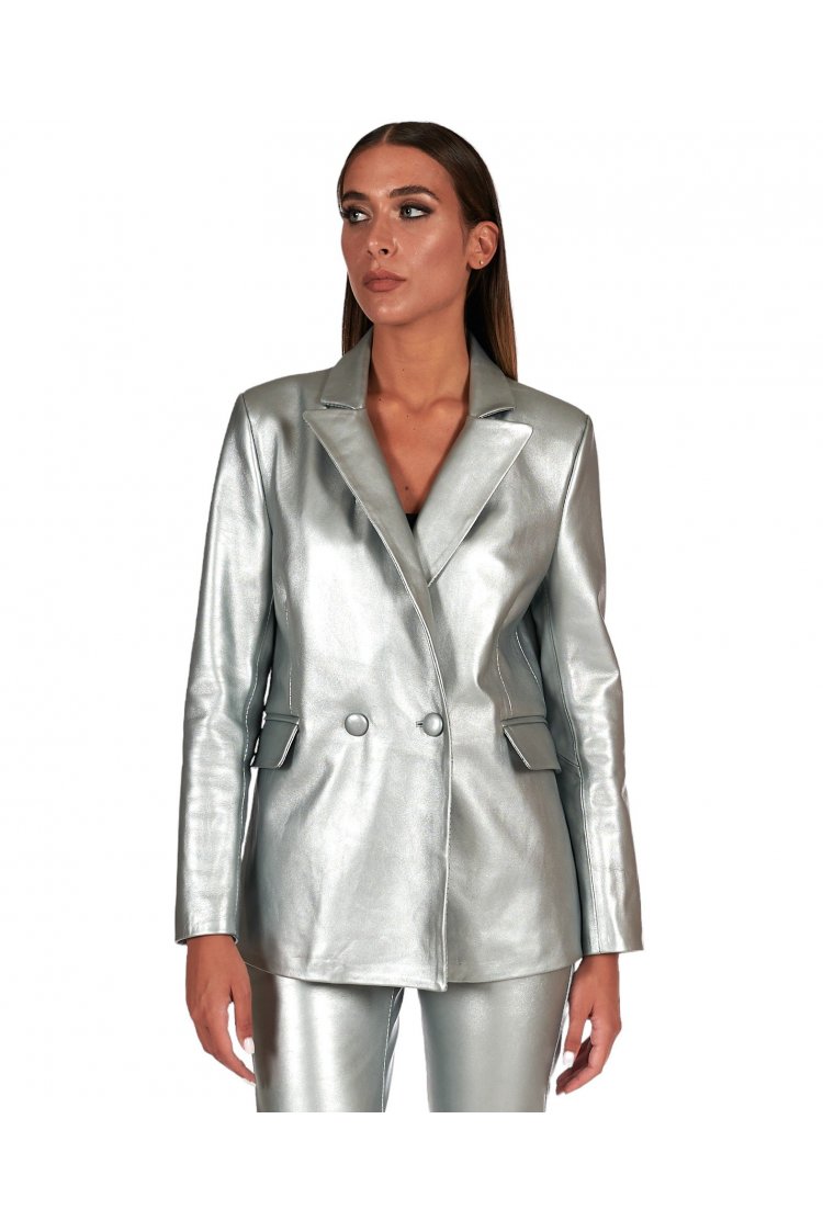 Blazer doppiopetto in pelle...