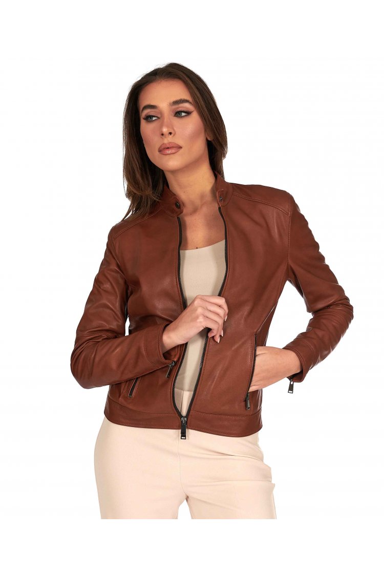Giacca biker in pelle cuoio...