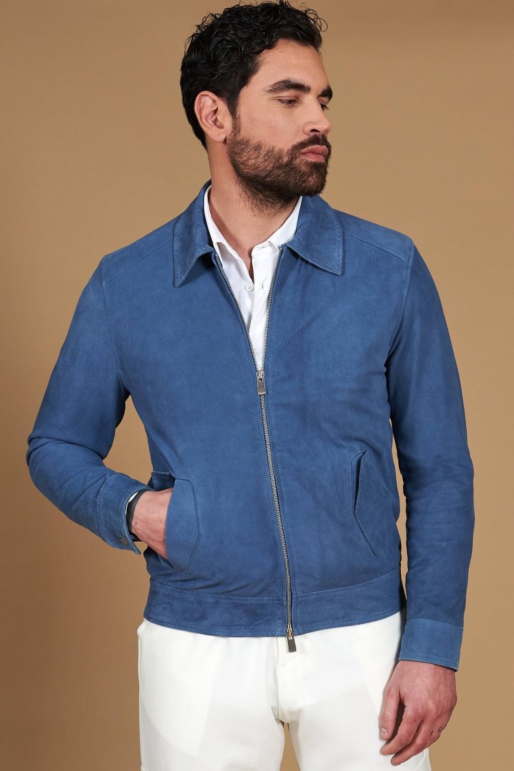 Giacca in camoscio denim...