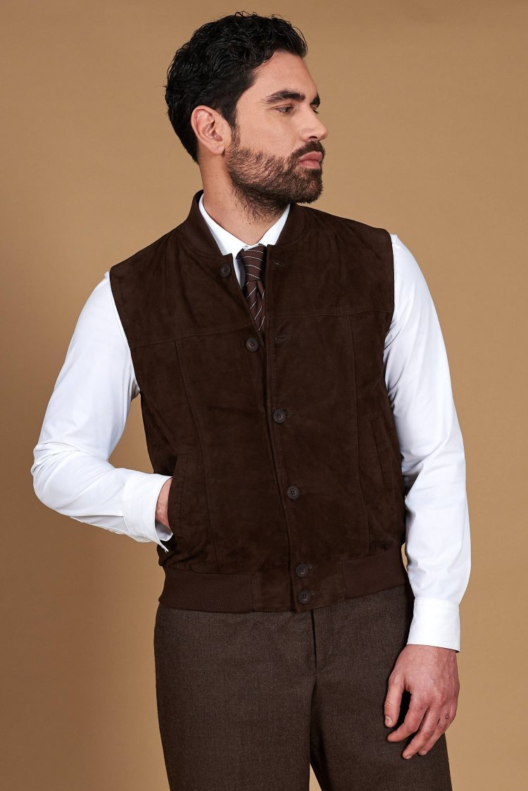 Gilet in pelle camoscio...