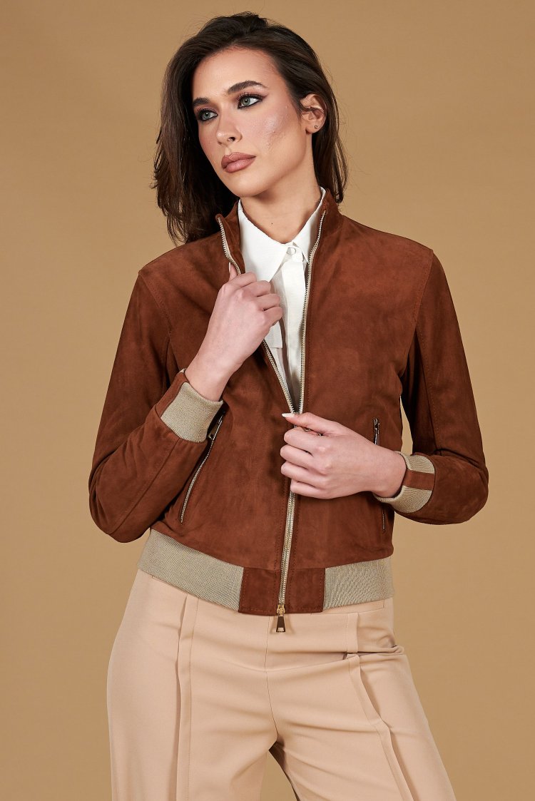 Bomber in pelle scamosciata...