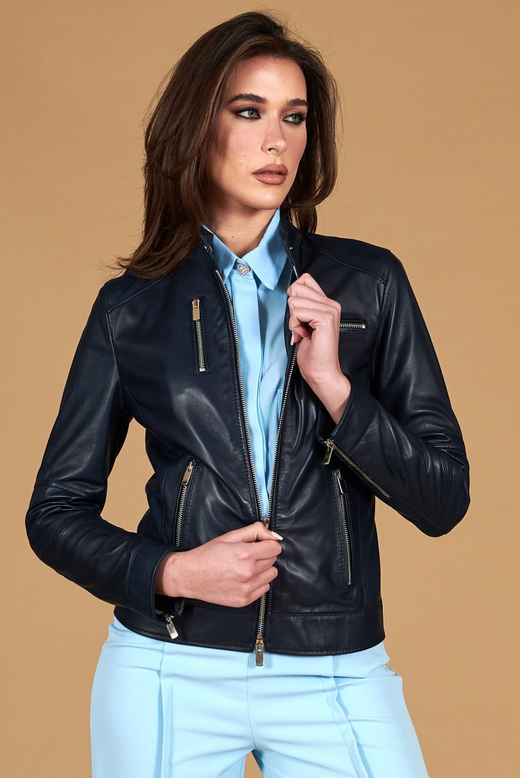 Giacca biker in pelle...