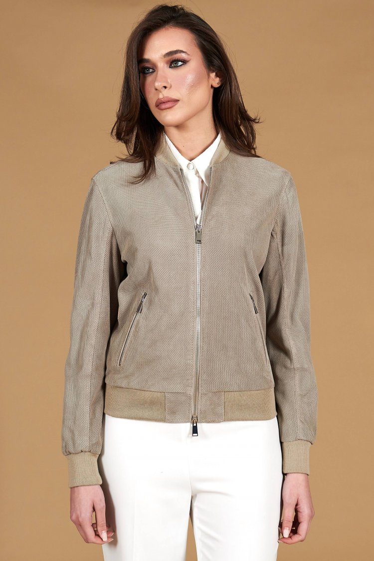 Bomber in pelle camoscio...