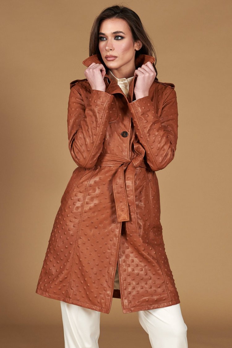 Cappotto monopetto in pelle...