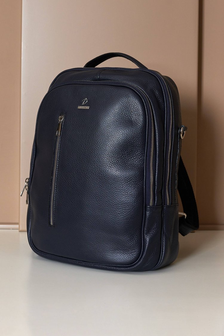 Zaino in pelle blu scuro di...
