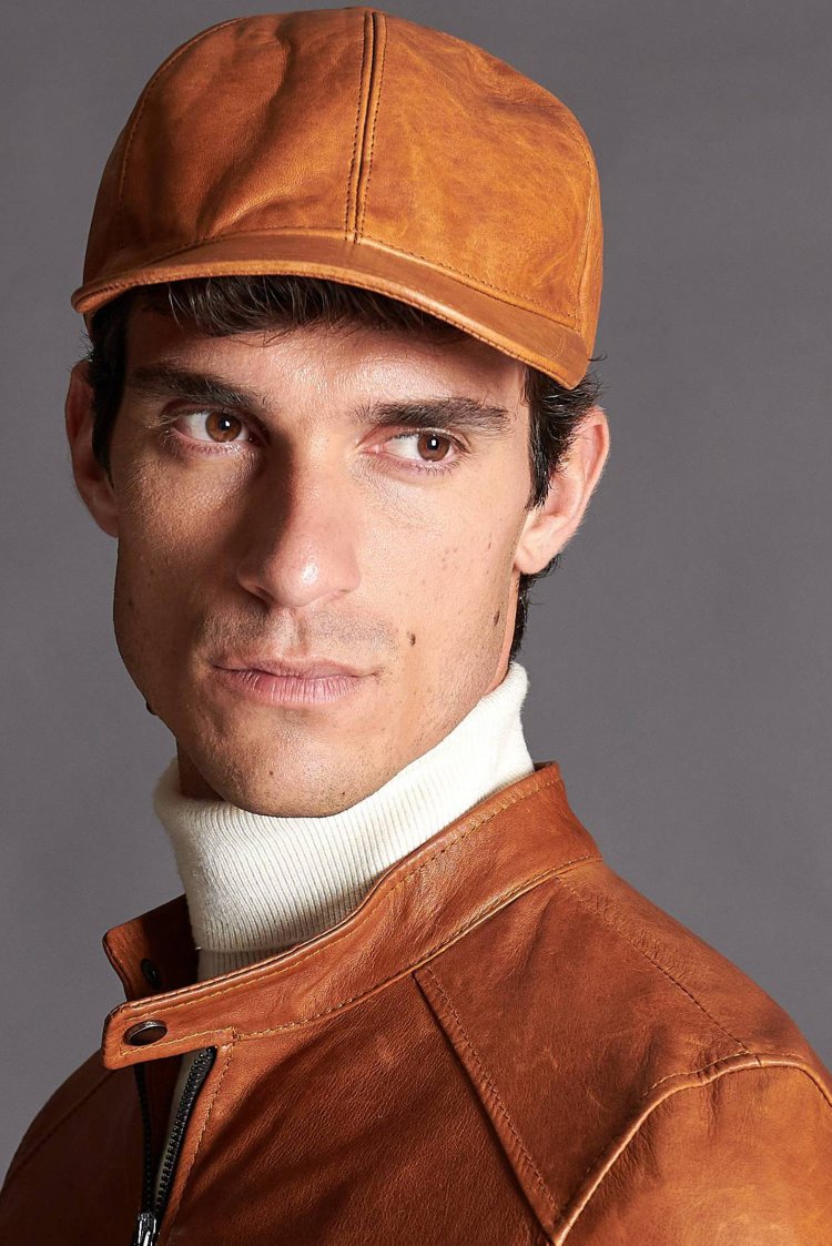 Cappello baseball in pelle miele unisex berretto strappo regolabile