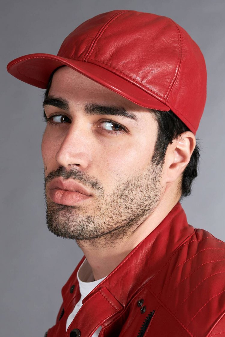 Cappello baseball in pelle rosso unisex berretto strappo regolabile