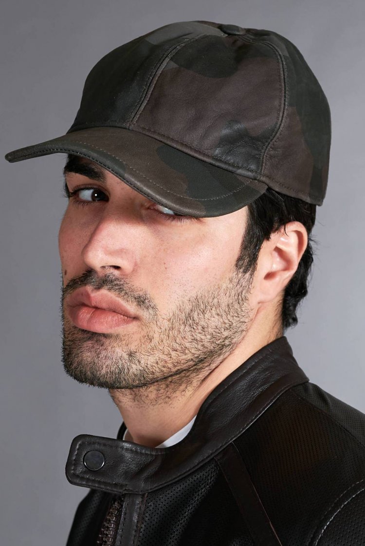 Cappello baseball in pelle verde mimetico unisex berretto strappo regolabile