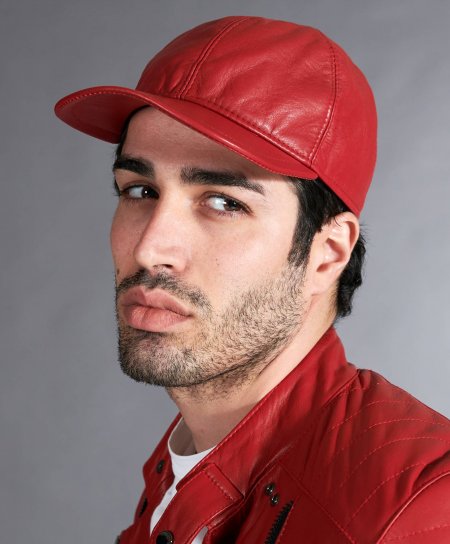 Cappello baseball in pelle rosso unisex berretto strappo regolabile
