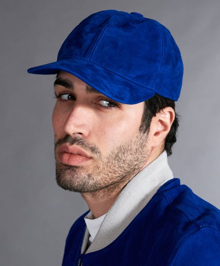 Cappello baseball in pelle scamosciata blu unisex strappo regolabile