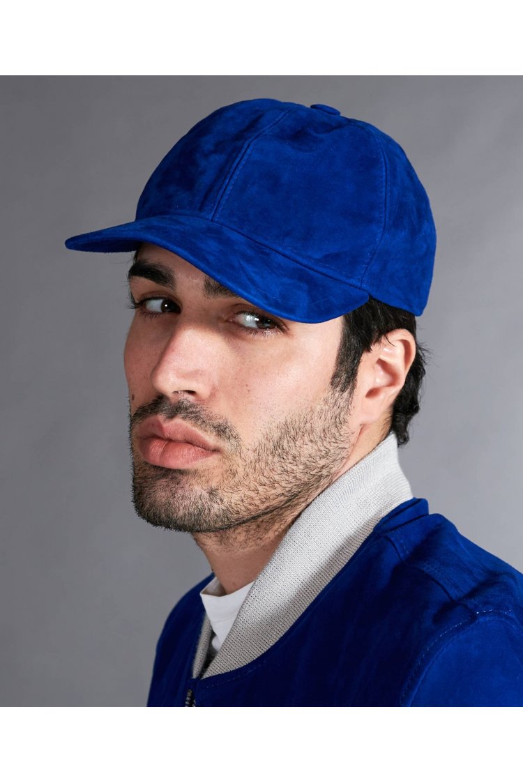 Cappello baseball in pelle scamosciata blu unisex strappo regolabile