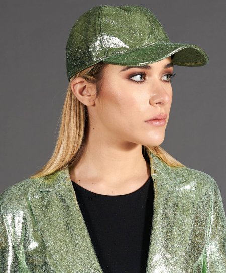 Cappello baseball in pelle laminata verde chiaro unisex strappo regolabile