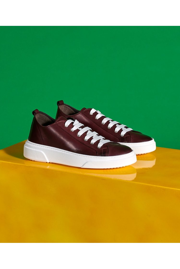 Sneakers in pelle bordeaux da uomo