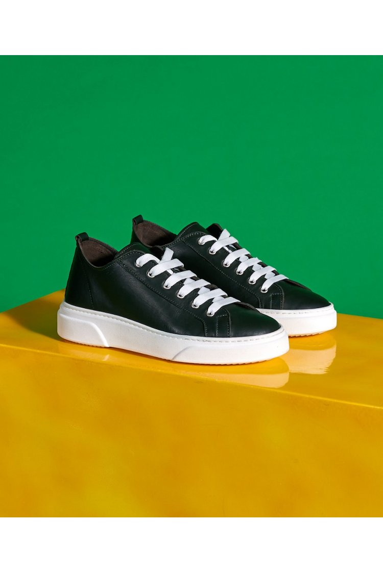 Sneakers in pelle verde da uomo