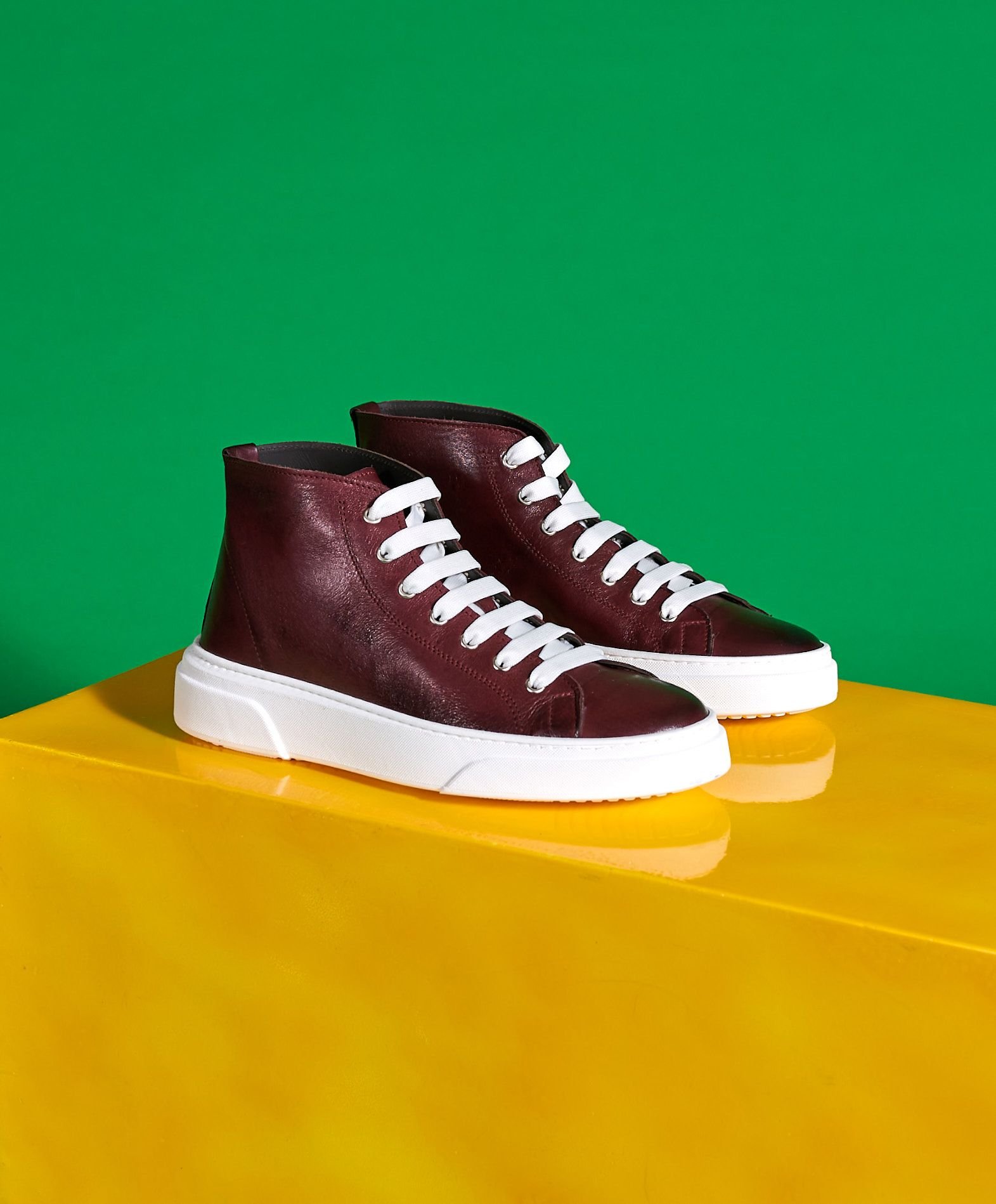 d'arienzo sneakers alta in pelle bordeaux da uomo , seleziona taglia ita 44, colore, vinaccio, male