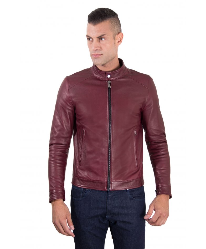 Ted Giacca in pelle vinaccio effetto vintage