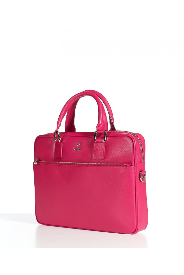 Borsa Ventiquattrore in pelle di vitello fuxia saffiano tasca zip