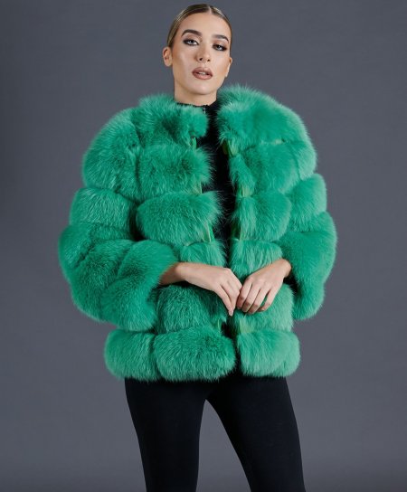 Giacca in pelliccia di volpe reversibile • colore verde