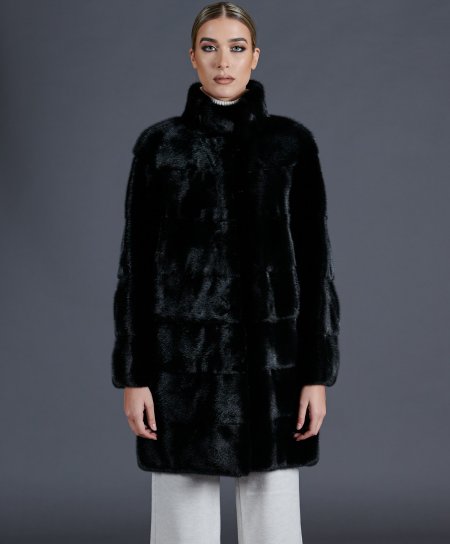 Cappotto in pelliccia di visone manica lunga • colore nero