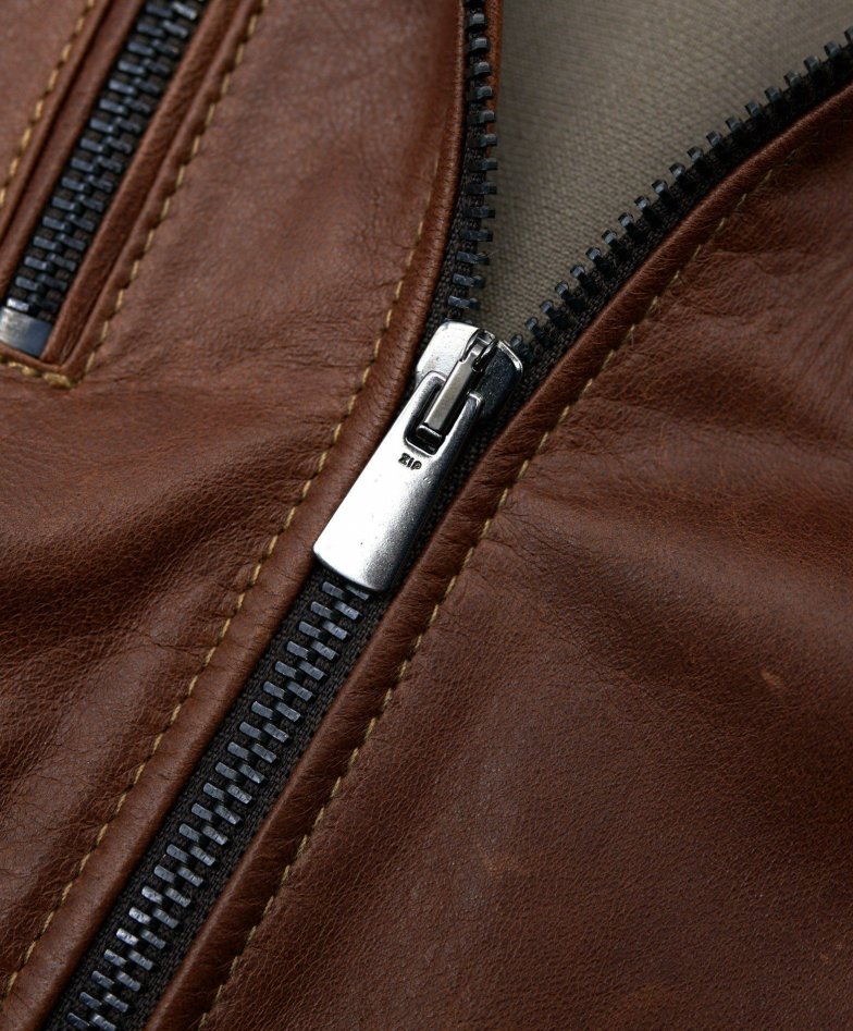 Giacca biker in pelle cuoio pull up...