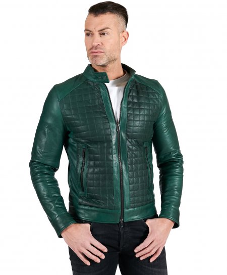 Giacca in pelle verde...
