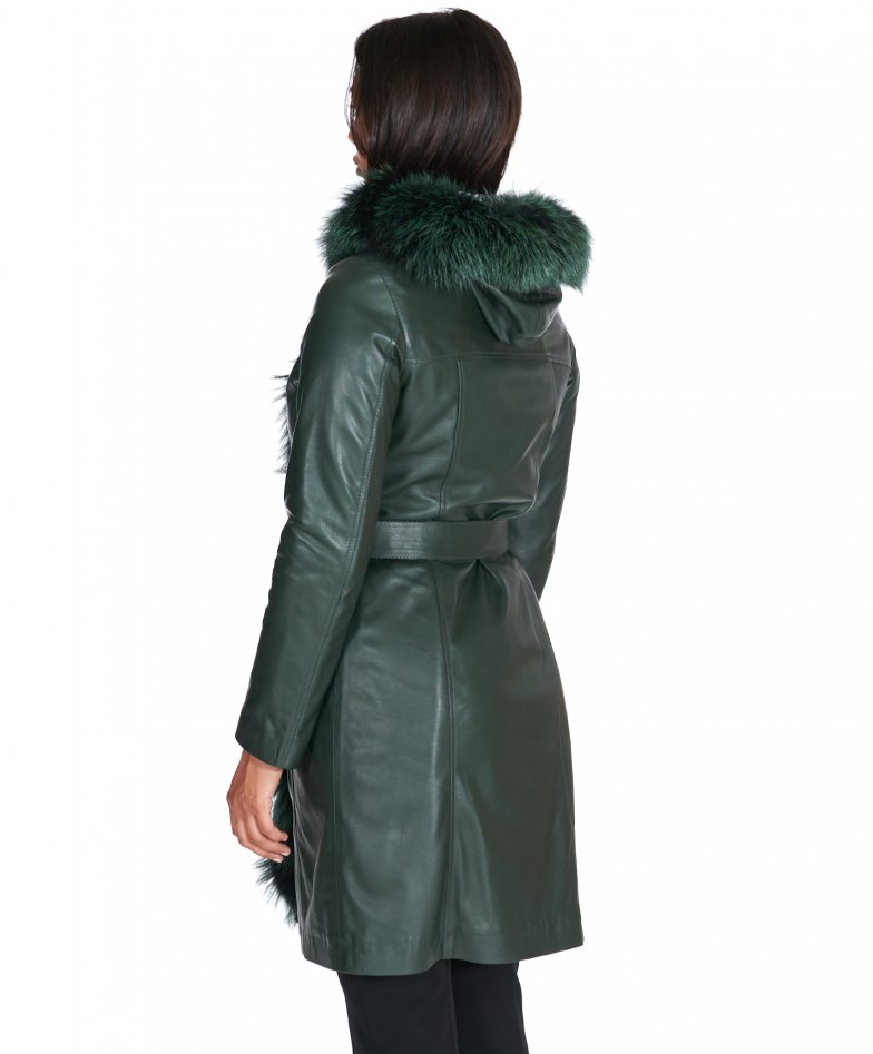 Cappotto verde con maniche in pelle sale