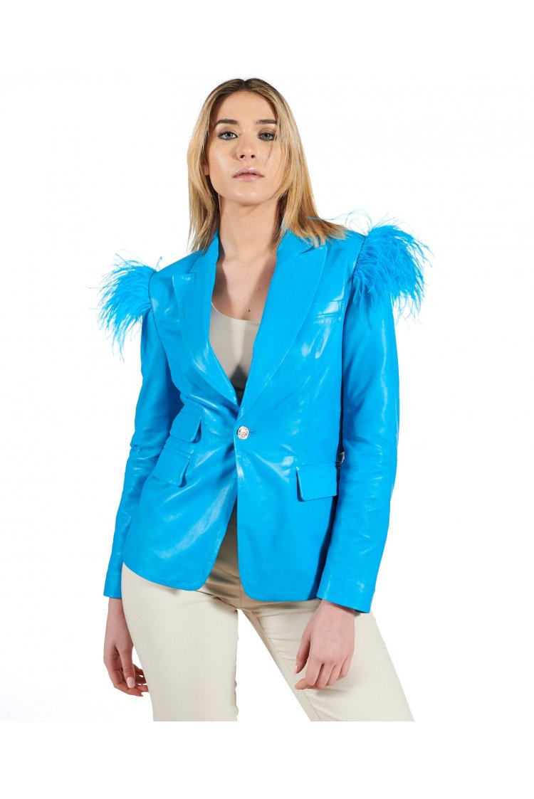 Giacca blazer in pelle...