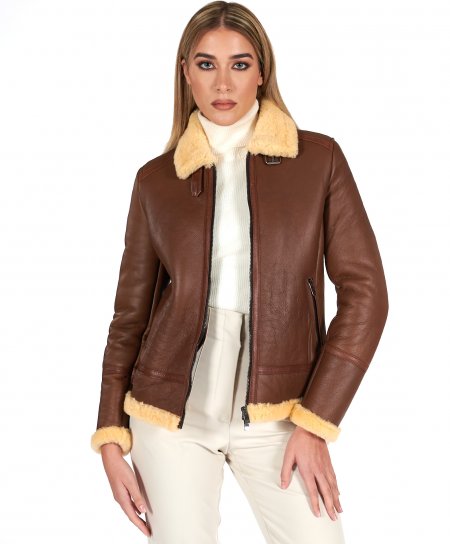Montone shearling cuoio con...