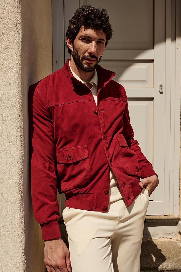 Giacca pelle camoscio rosso 