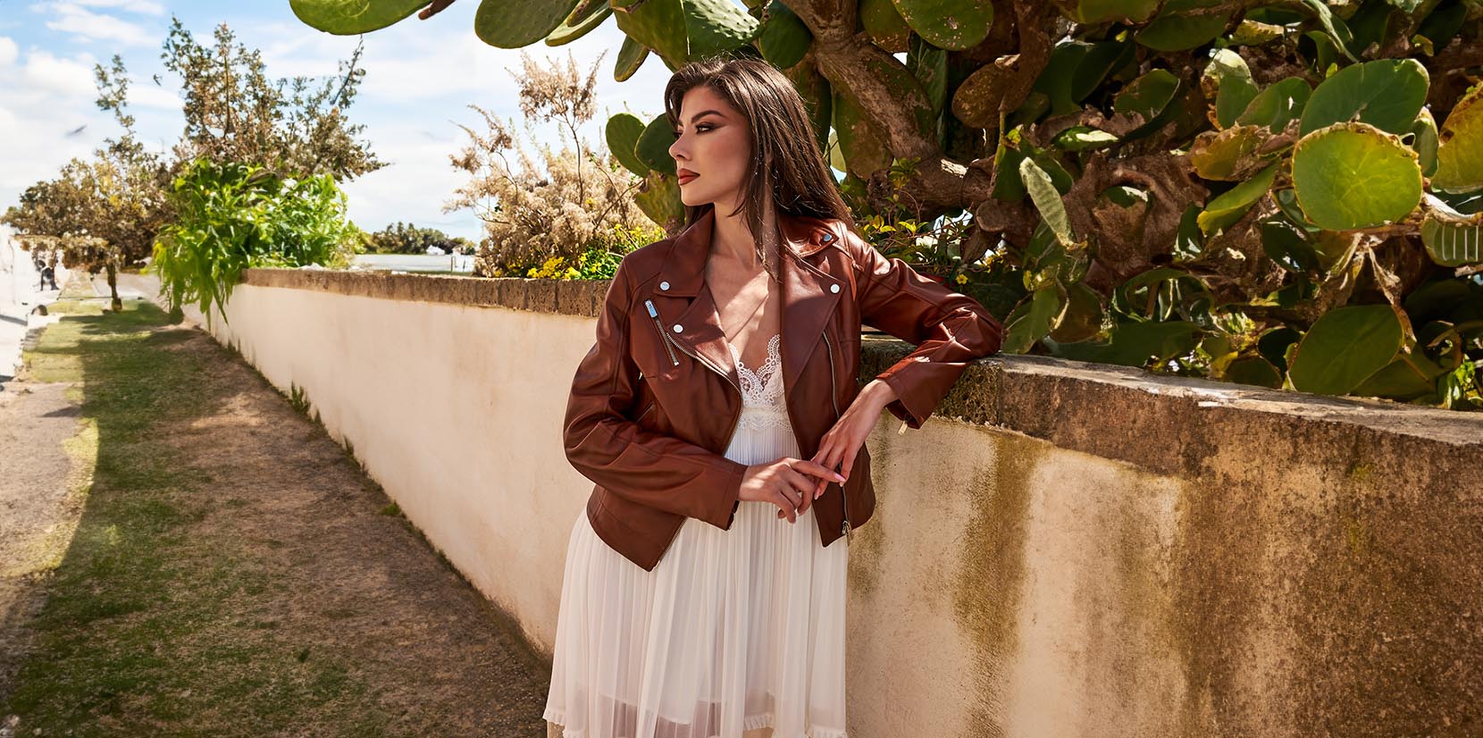 Giacca pelle cognac donna